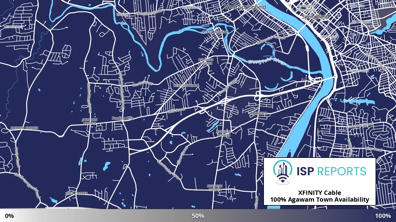 Agawam Town, MA map of internet availability