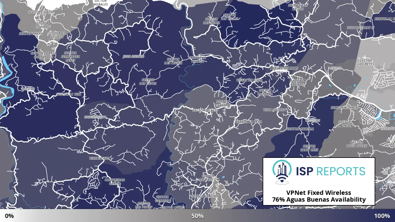 Aguas Buenas, PR map of internet availability