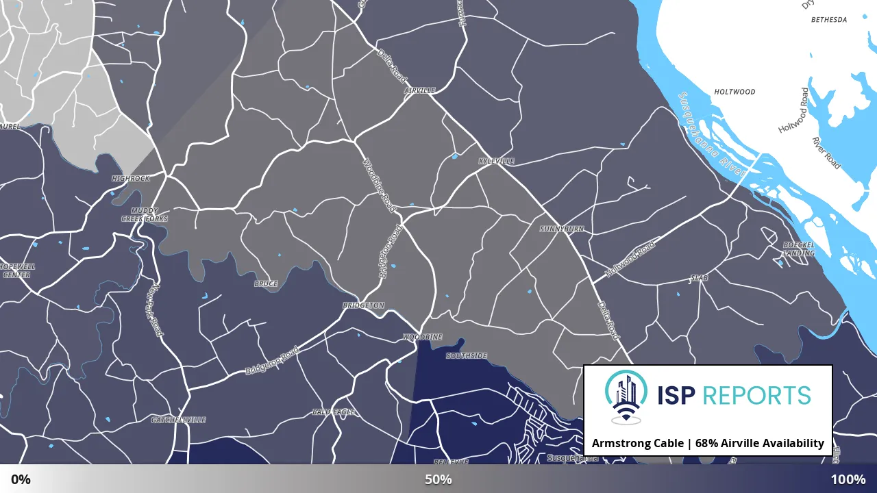 Airville, PA map of internet availability