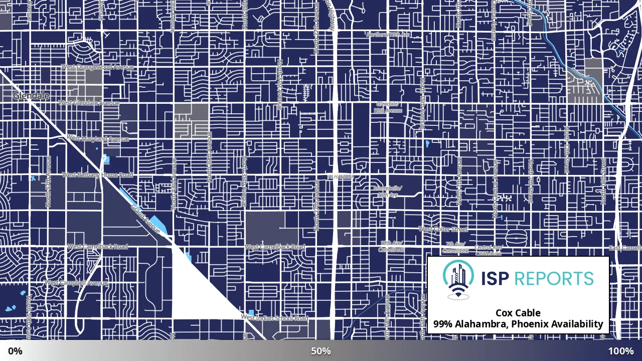 Alahambra, Phoenix, AZ map of internet availability