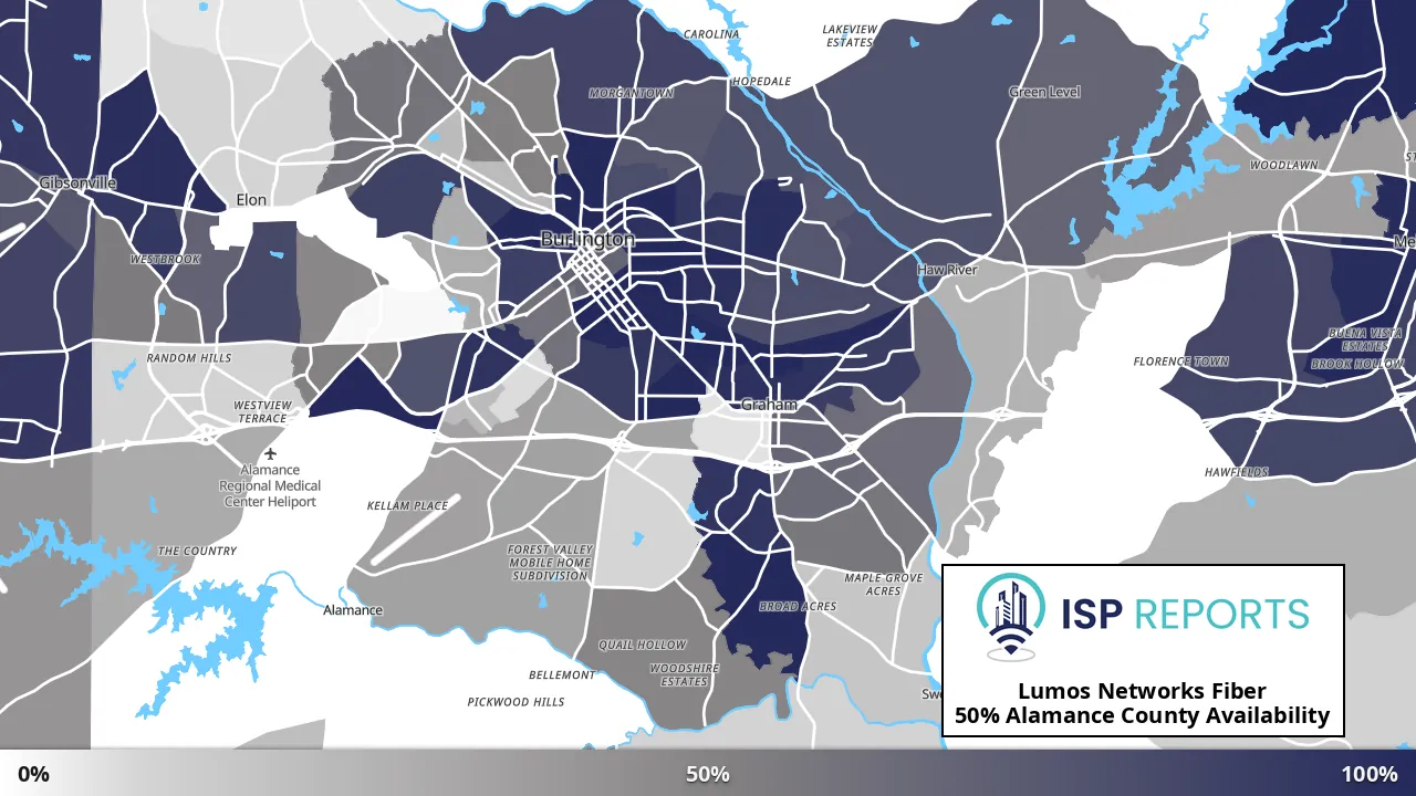 Alamance County, NC map of internet availability
