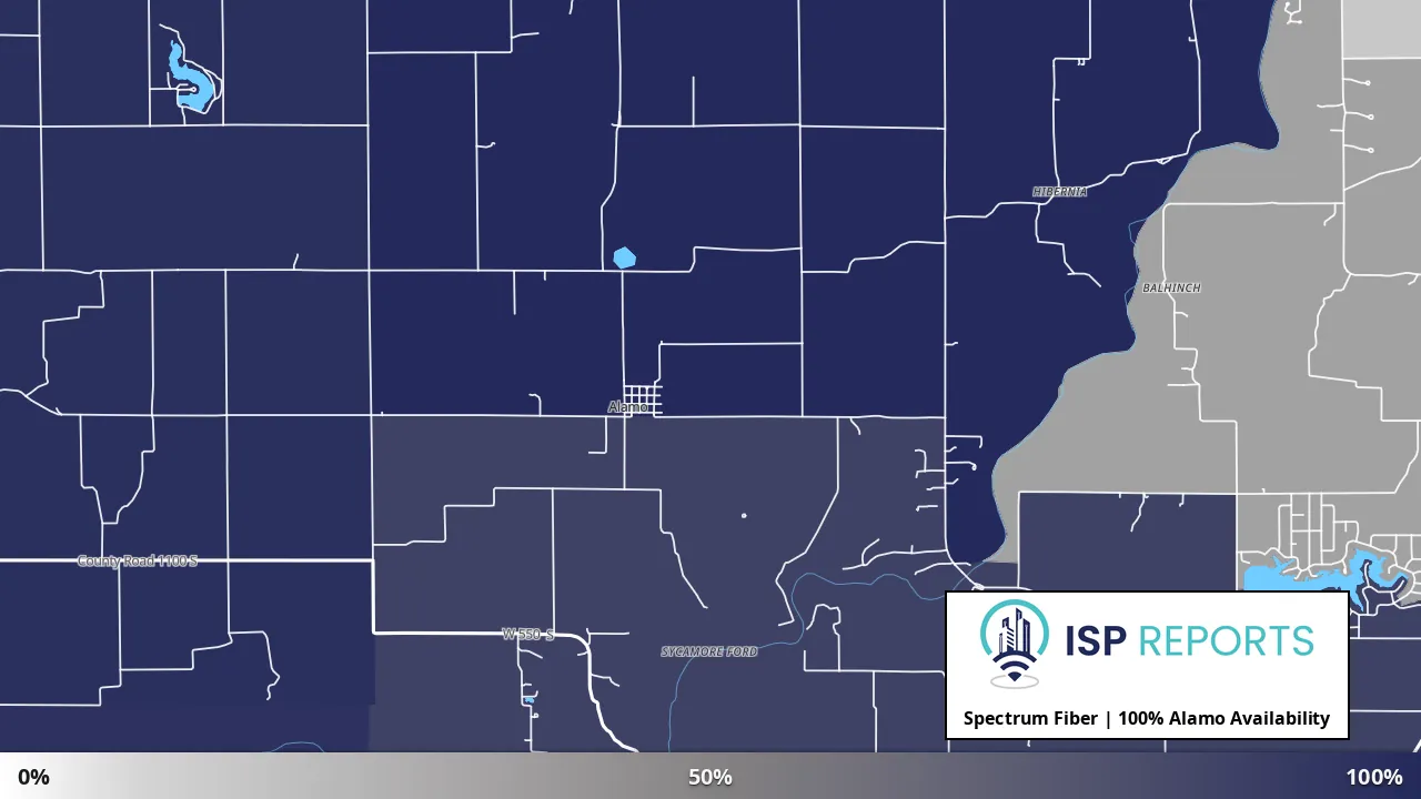 Alamo, IN map of internet availability