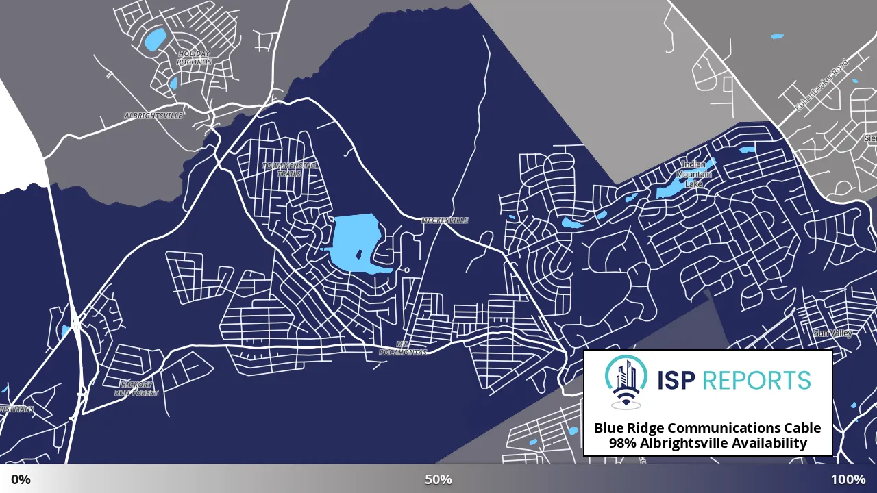 Albrightsville, PA map of internet availability
