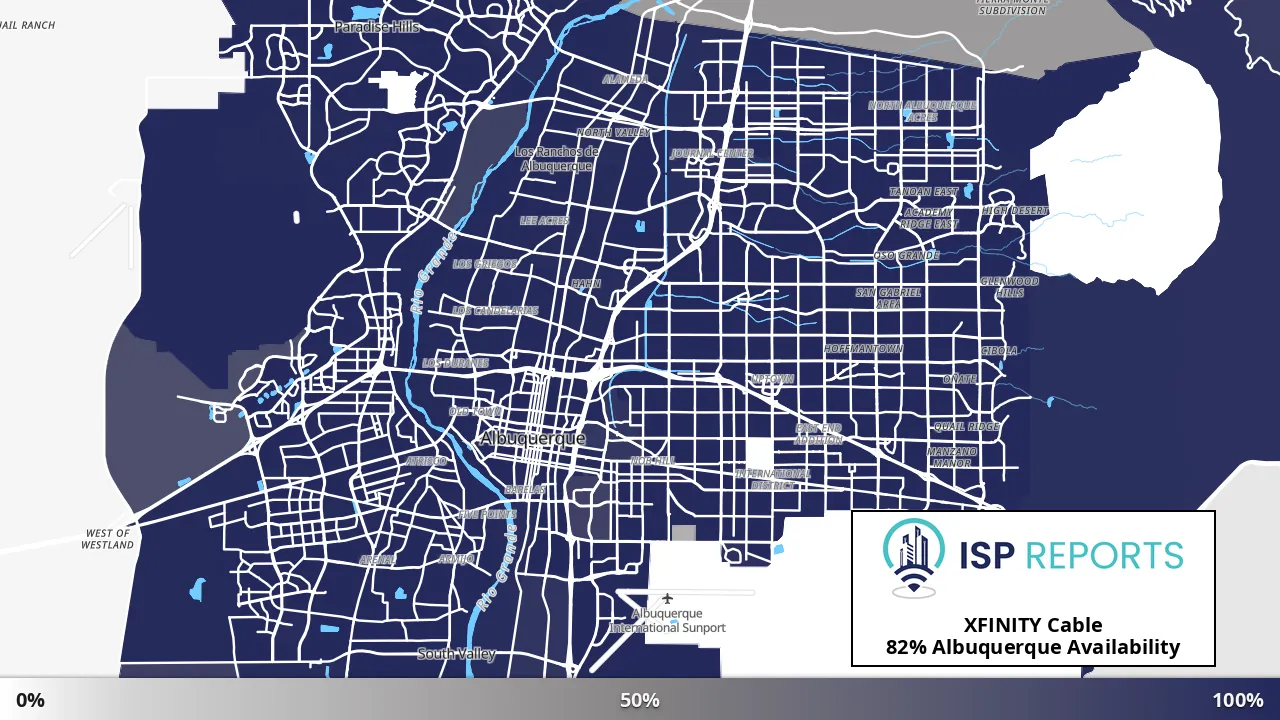 Albuquerque, NM map of internet availability