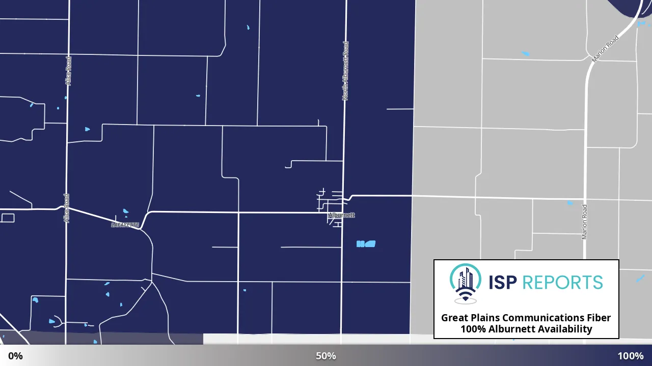 Alburnett, IA map of internet availability