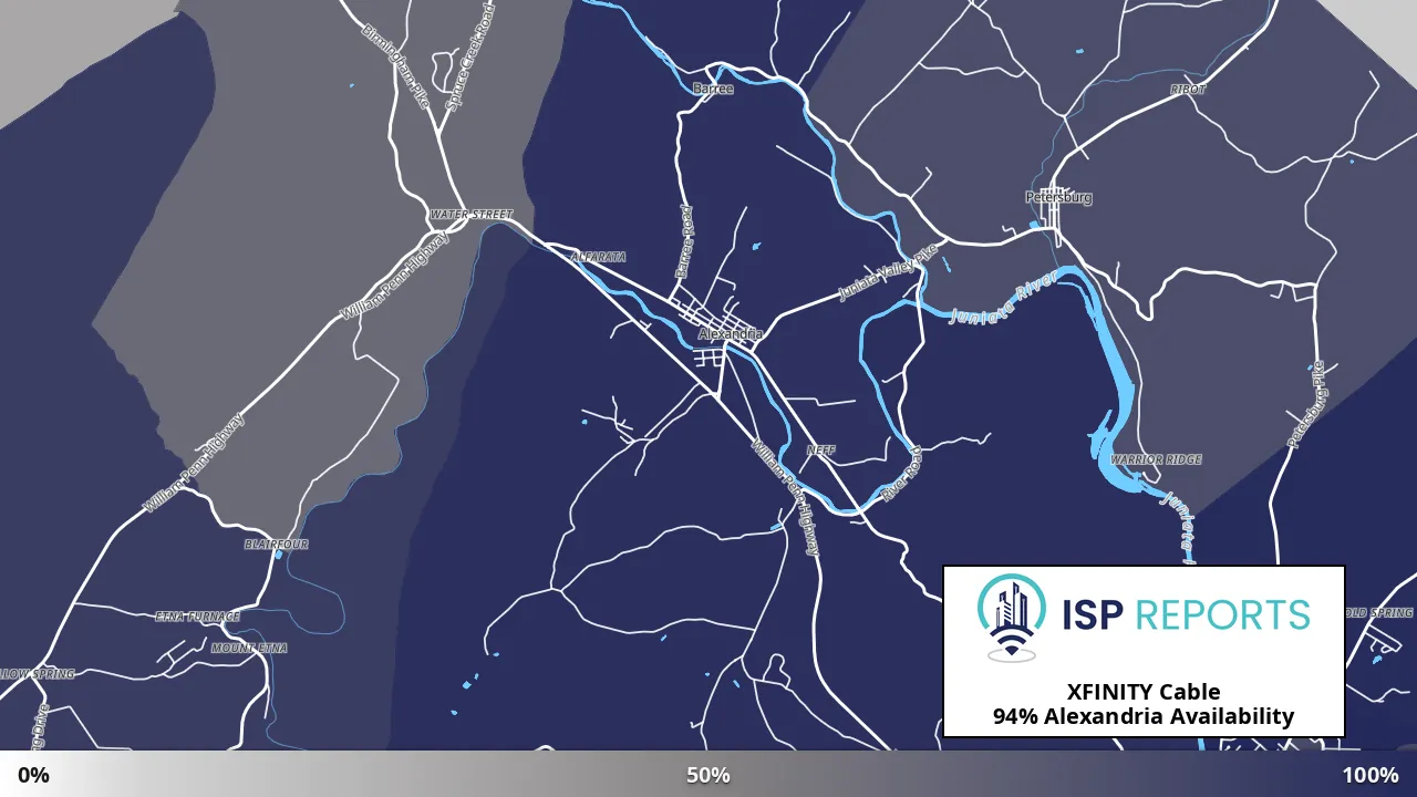 Alexandria, PA map of internet availability