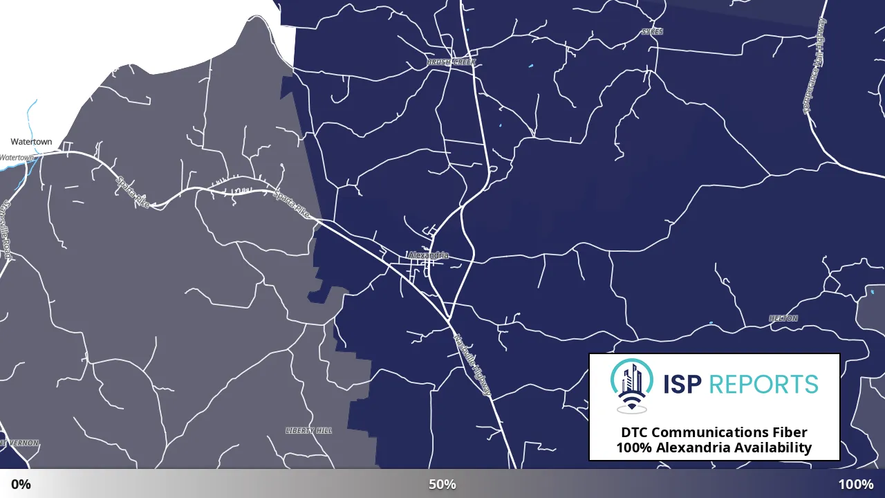 Alexandria, TN map of internet availability