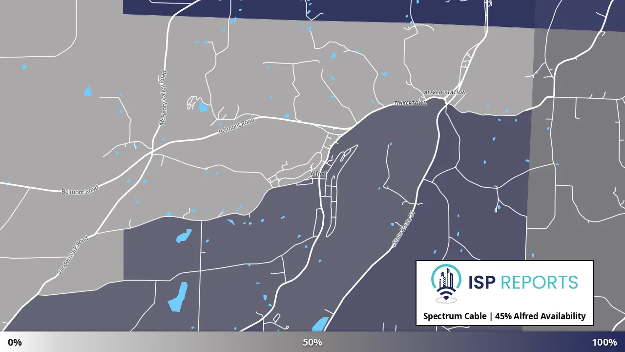 Alfred, NY map of internet availability
