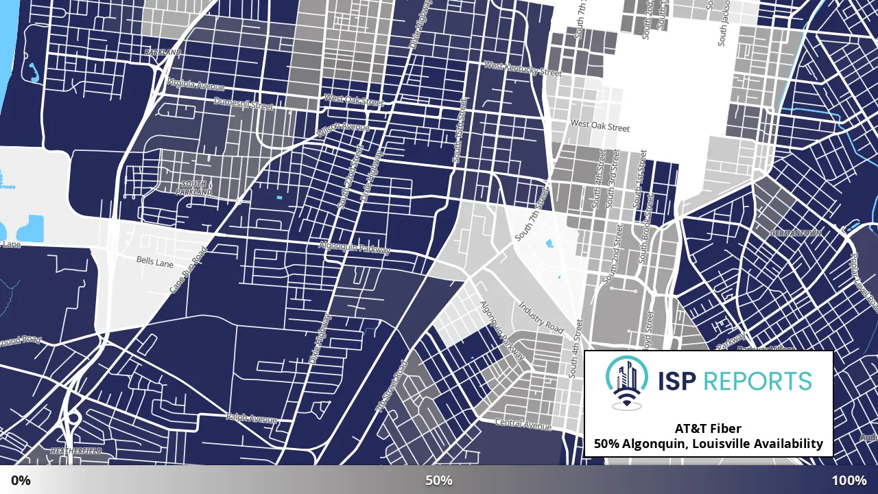 Algonquin, Louisville, KY map of internet availability
