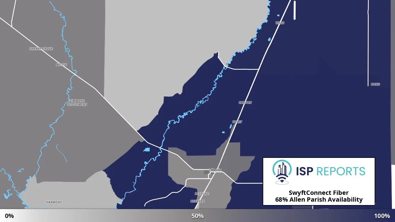 Allen Parish, LA map of internet availability