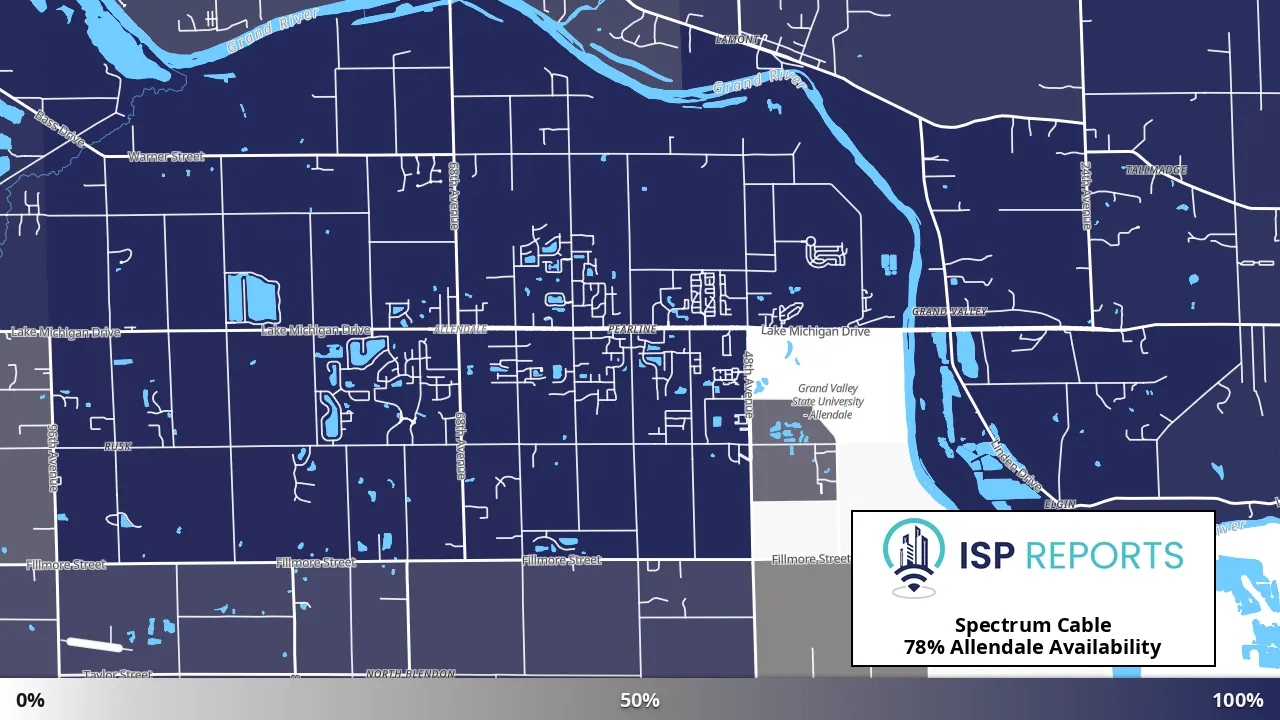 Allendale, MI map of internet availability