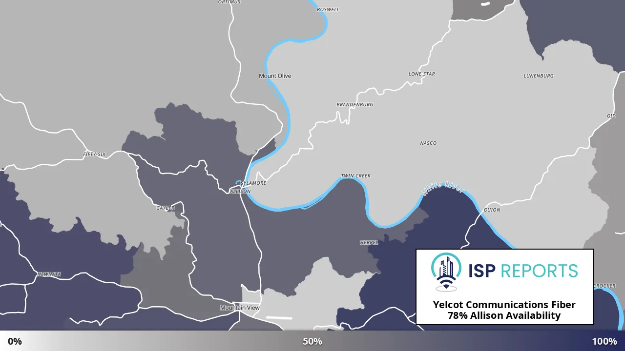 Allison, AR map of internet availability
