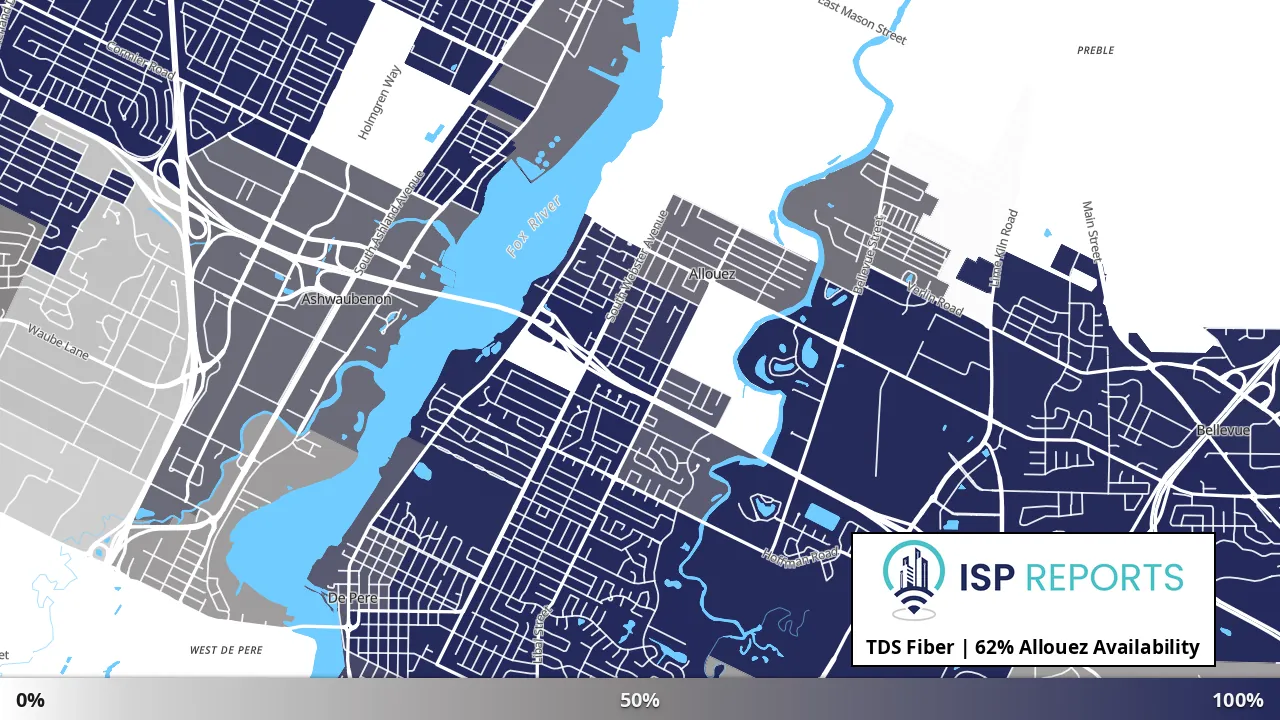 Allouez, WI map of internet availability
