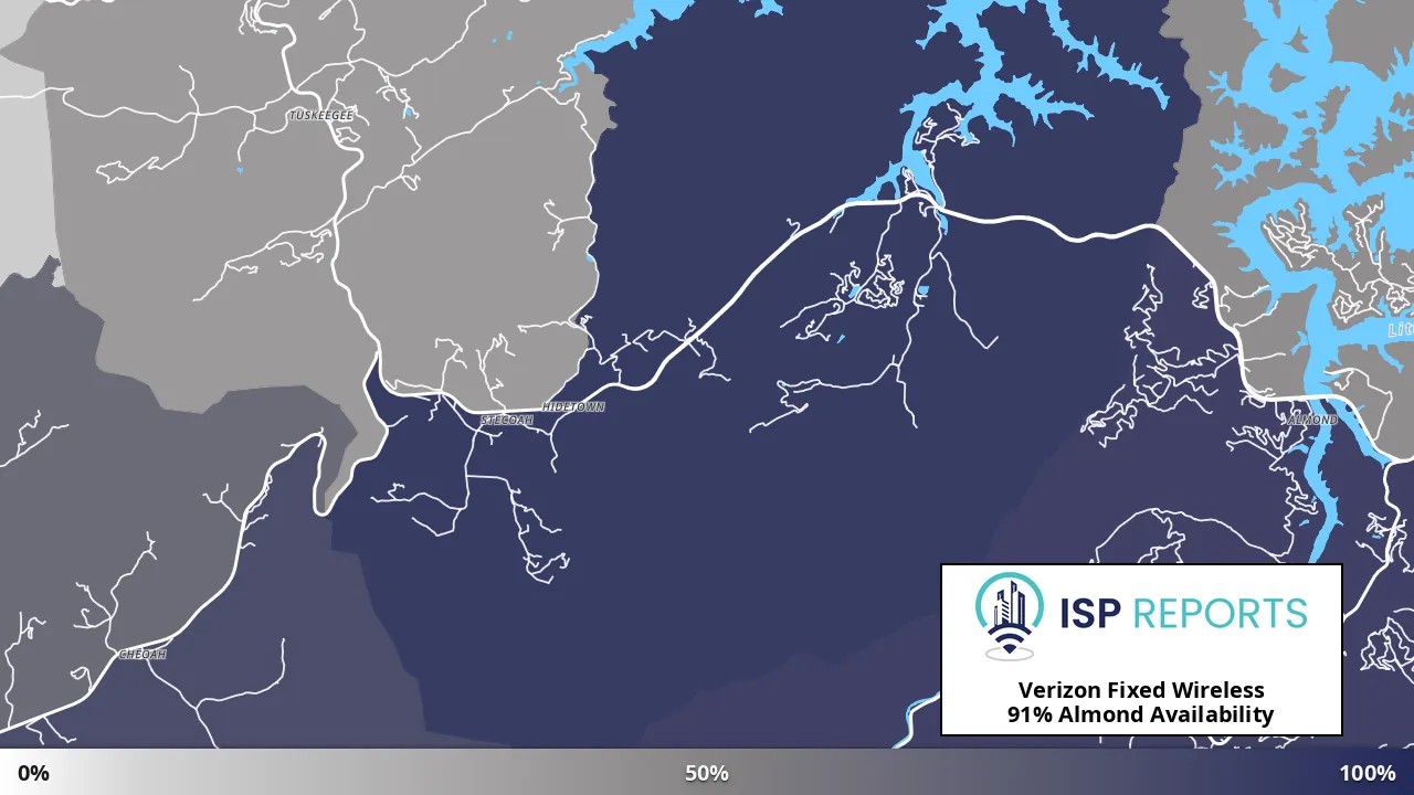 Almond, NC map of internet availability
