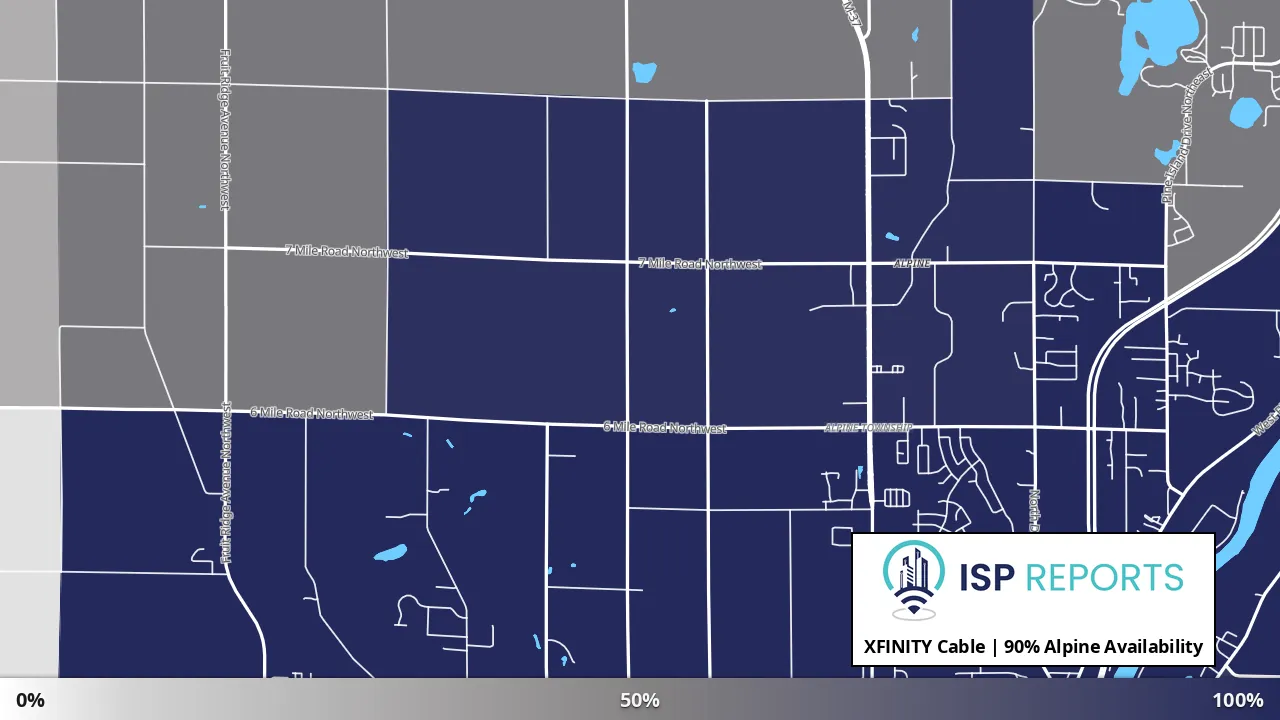 Alpine, MI map of internet availability