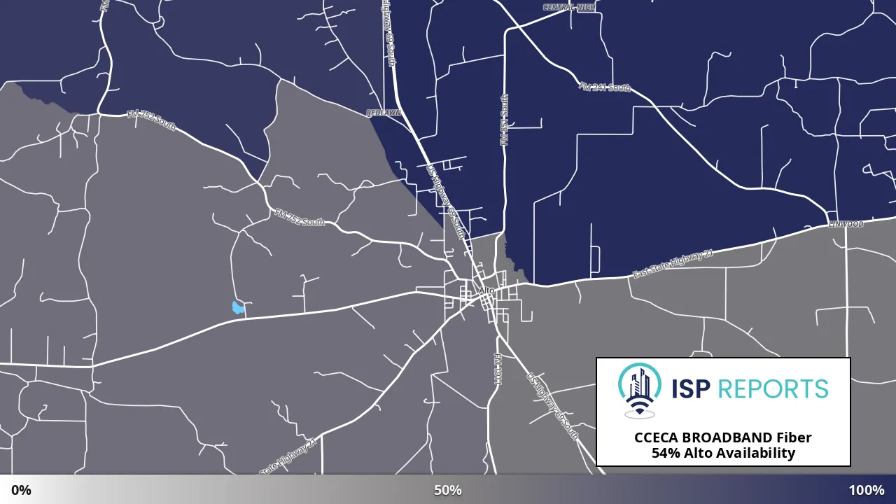 Alto, TX map of internet availability