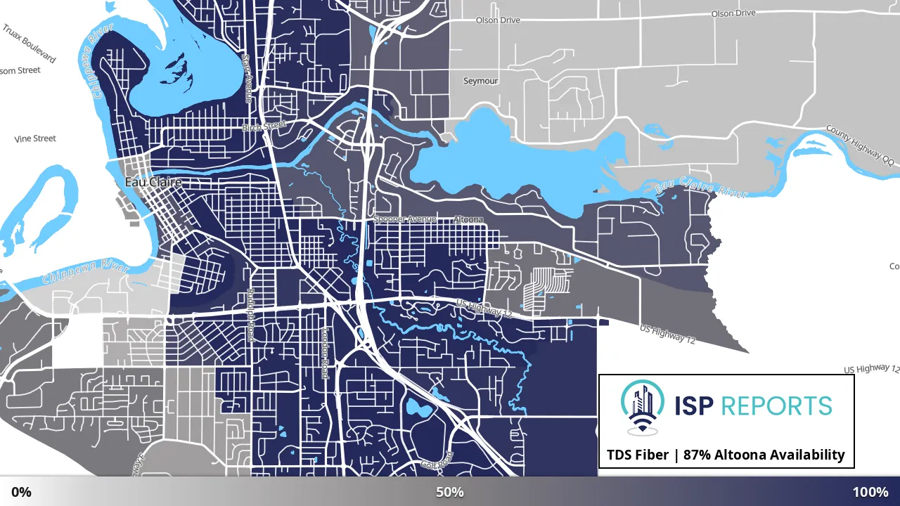 Altoona, WI map of internet availability
