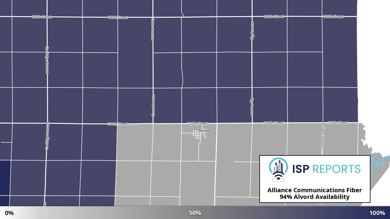 Alvord, IA map of internet availability