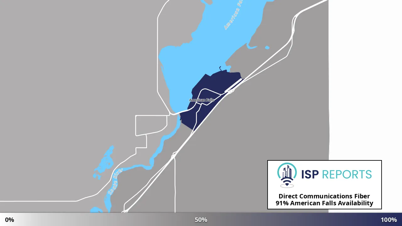 American Falls, ID map of internet availability