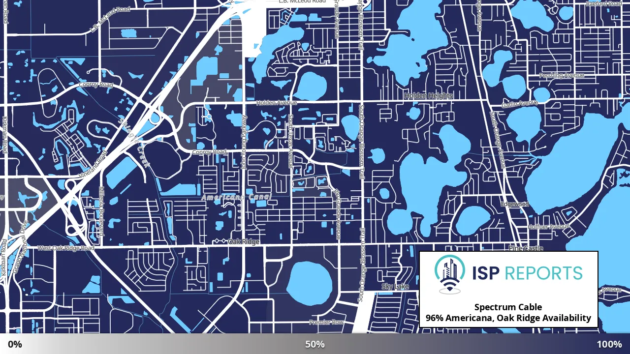 Americana, Oak Ridge, FL map of internet availability
