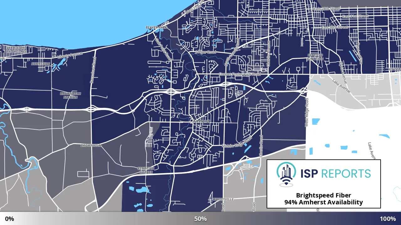 Amherst, OH map of internet availability