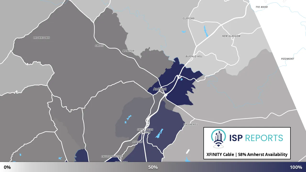 Amherst, VA map of internet availability