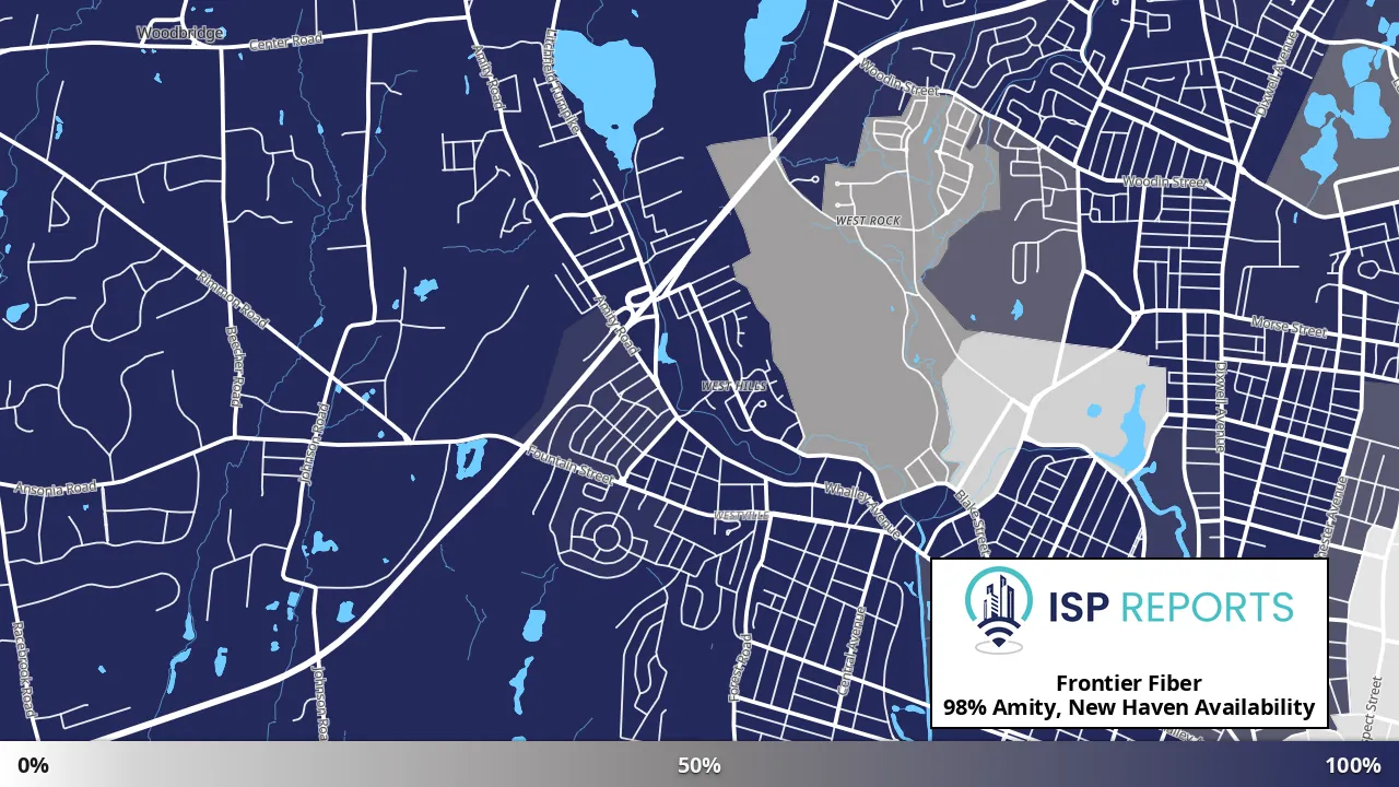 Amity, New Haven, CT map of internet availability