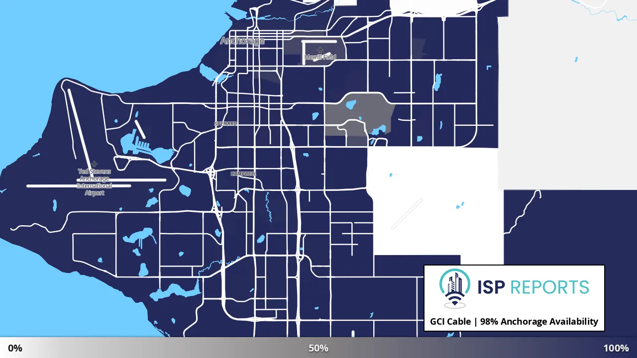 Anchorage, AK map of internet availability