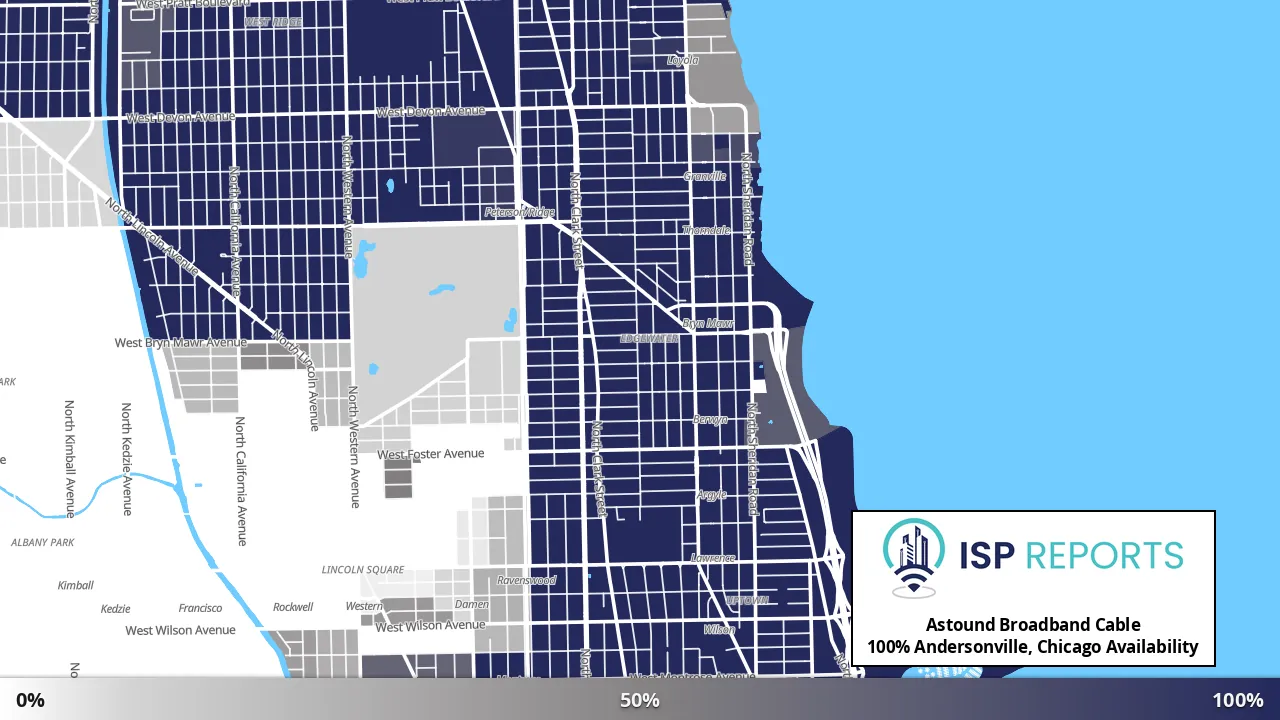 Andersonville, Chicago, IL map of internet availability