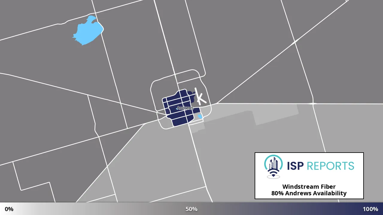 Andrews, TX map of internet availability