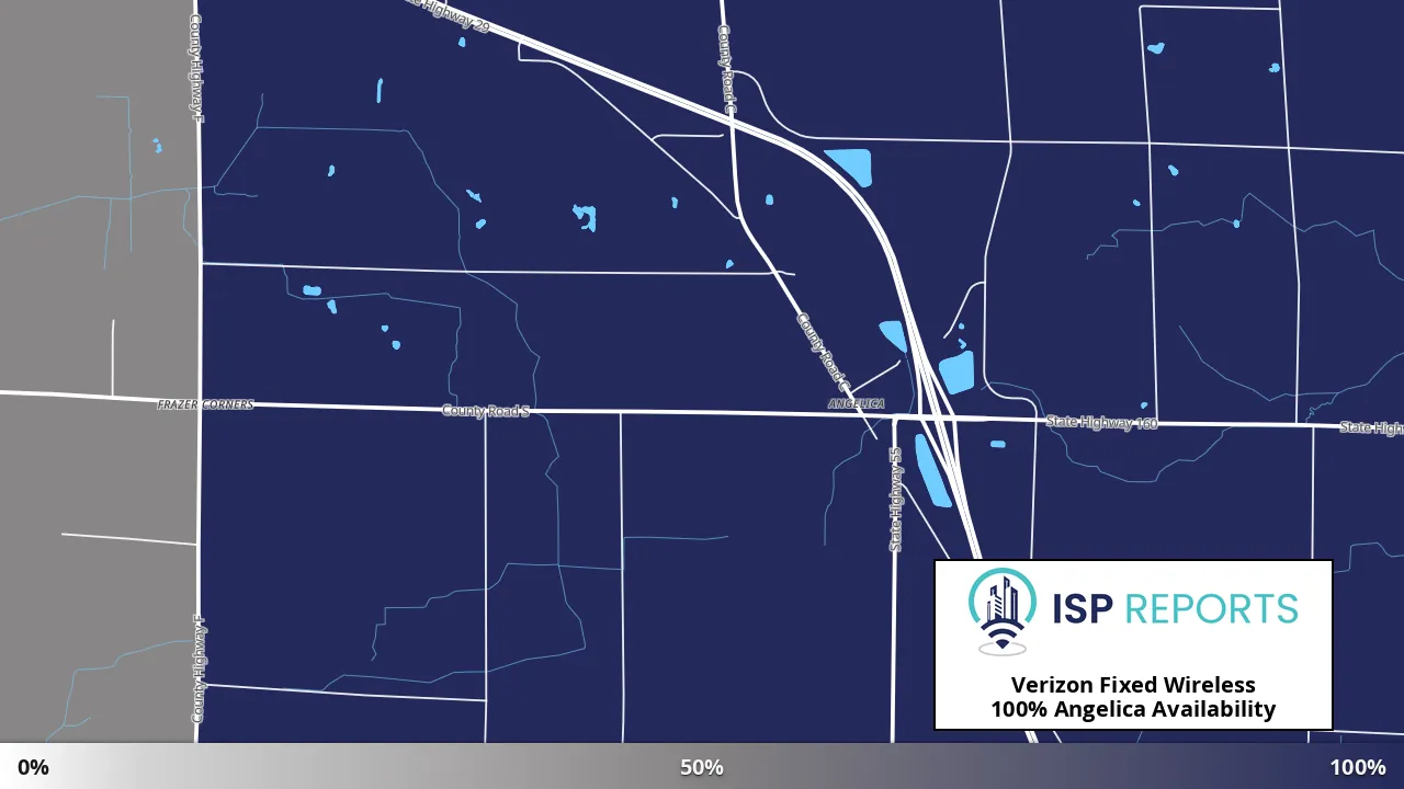Angelica, WI map of internet availability