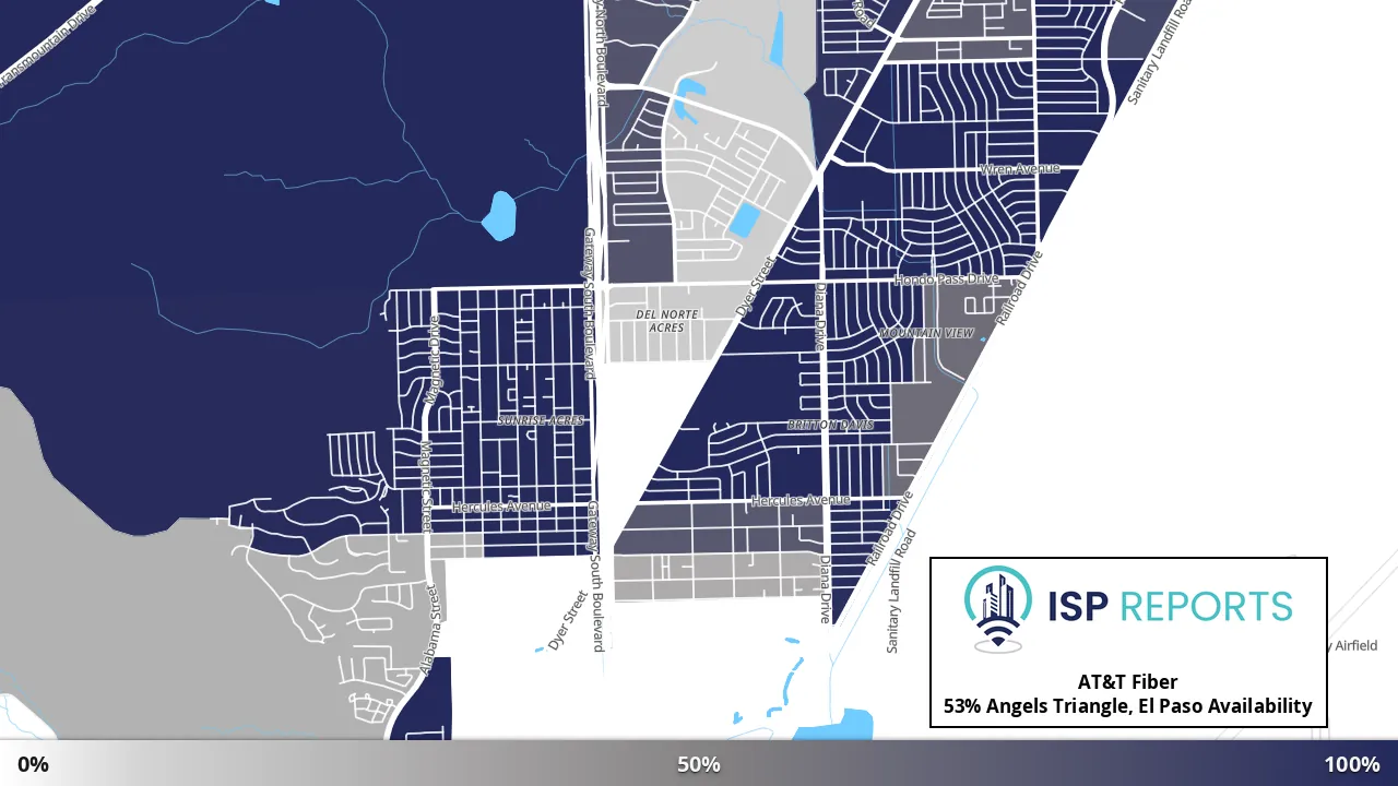 Angels Triangle, El Paso, TX map of internet availability