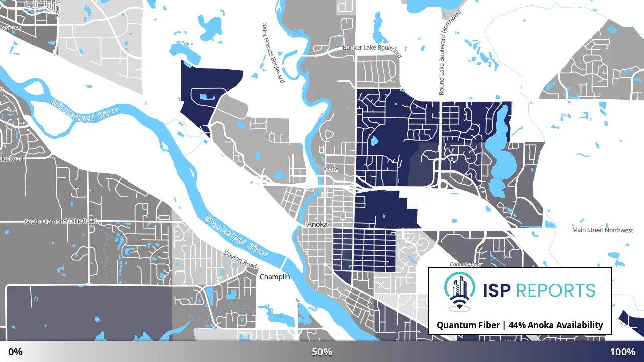 Anoka, MN map of internet availability