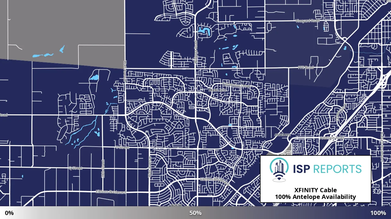 Antelope, CA map of internet availability