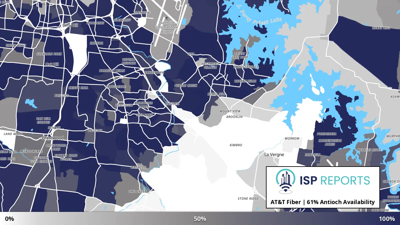 Antioch, TN map of internet availability