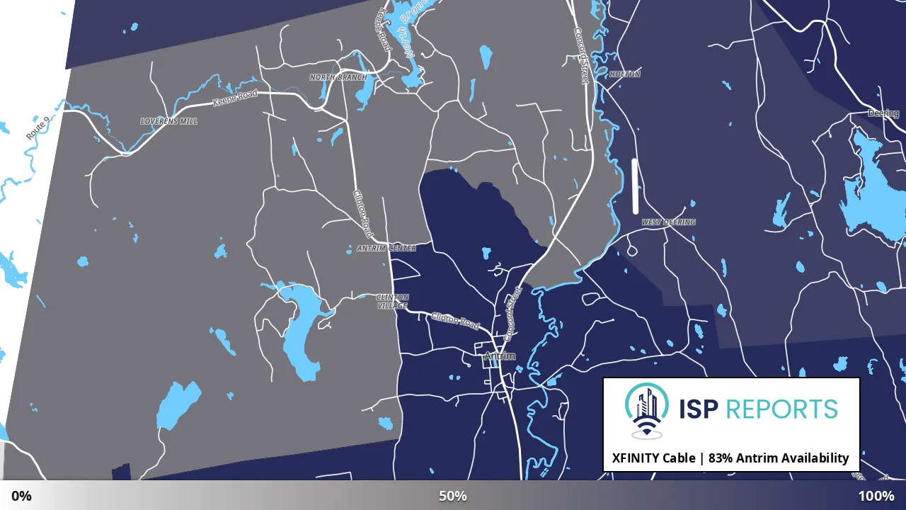 Antrim, NH map of internet availability