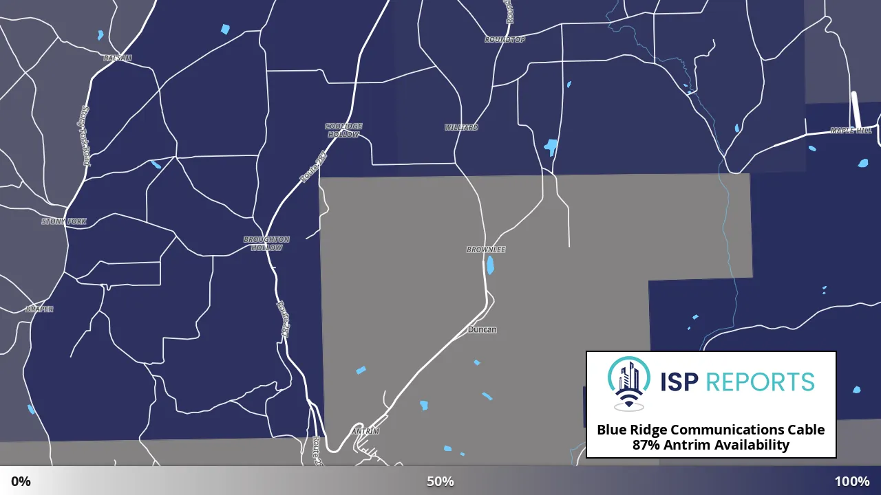 Antrim, PA map of internet availability
