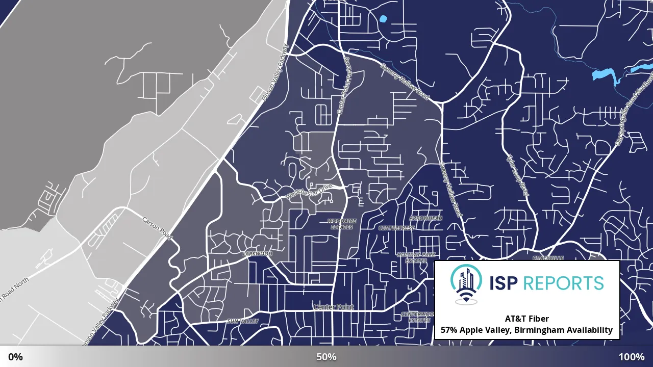 Apple Valley, Birmingham, AL map of internet availability