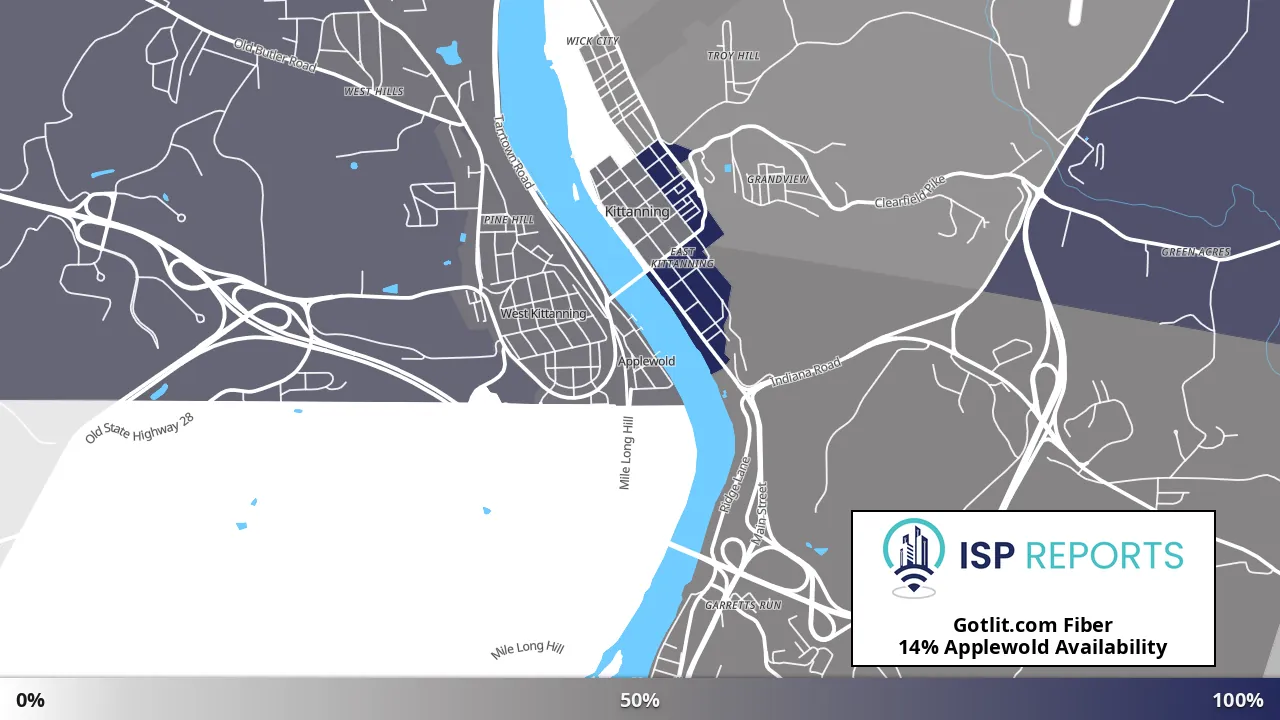 Applewold, PA map of internet availability