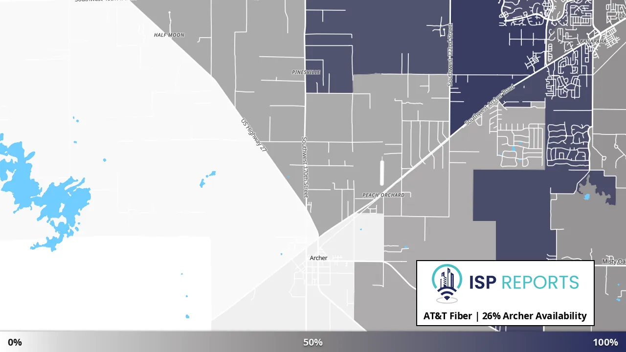 Archer, FL map of internet availability