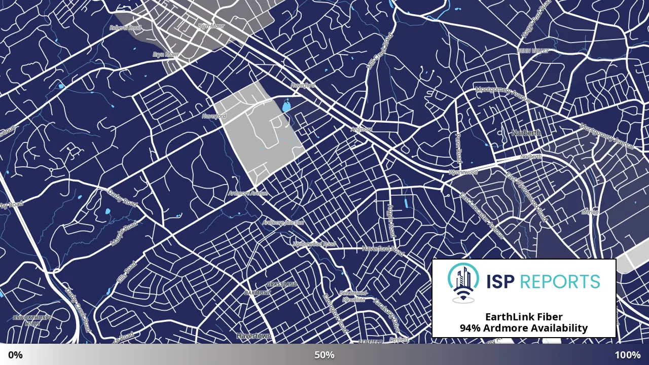 Ardmore, PA map of internet availability