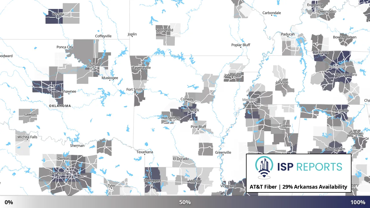 Arkansas map of internet availability