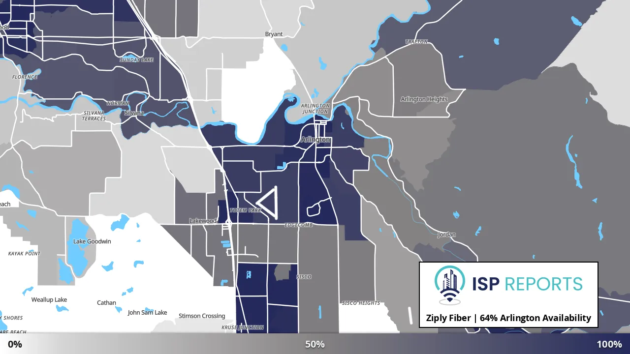 Arlington, WA map of internet availability