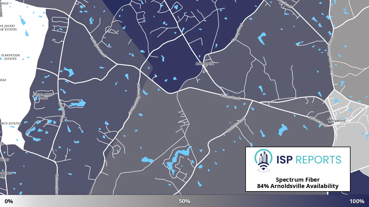 Arnoldsville, GA map of internet availability