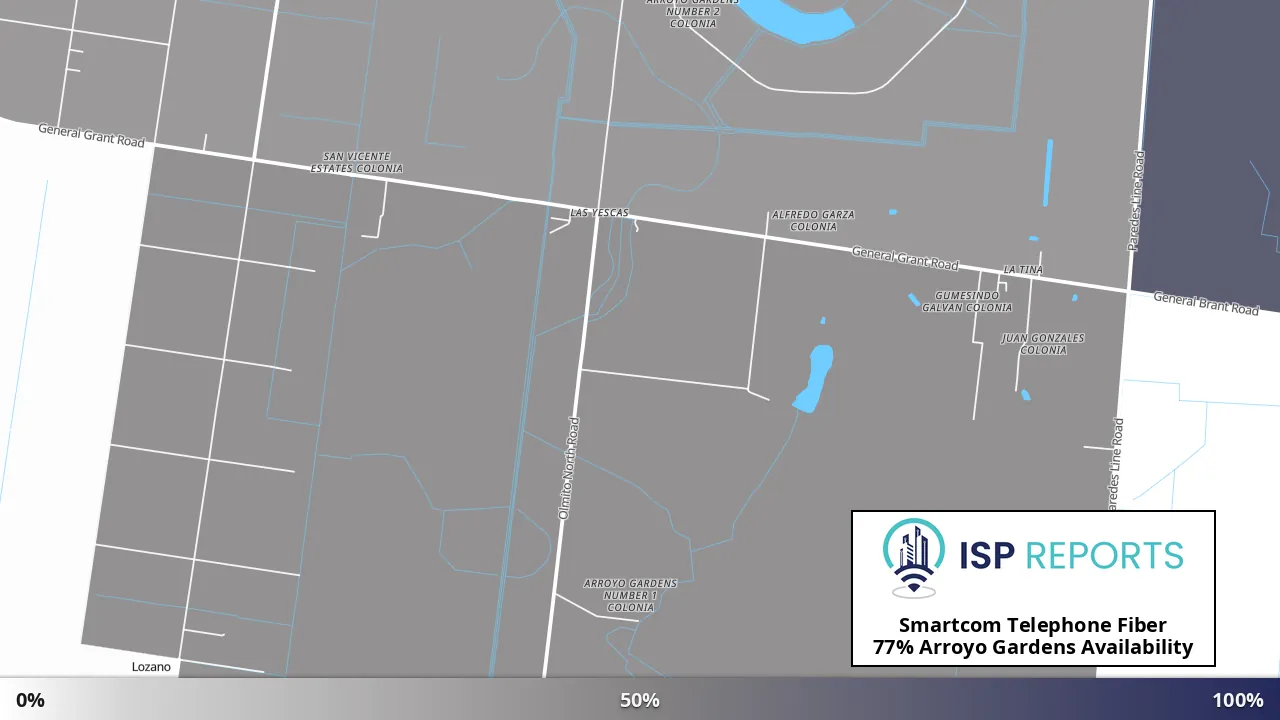 Arroyo Gardens, TX map of internet availability