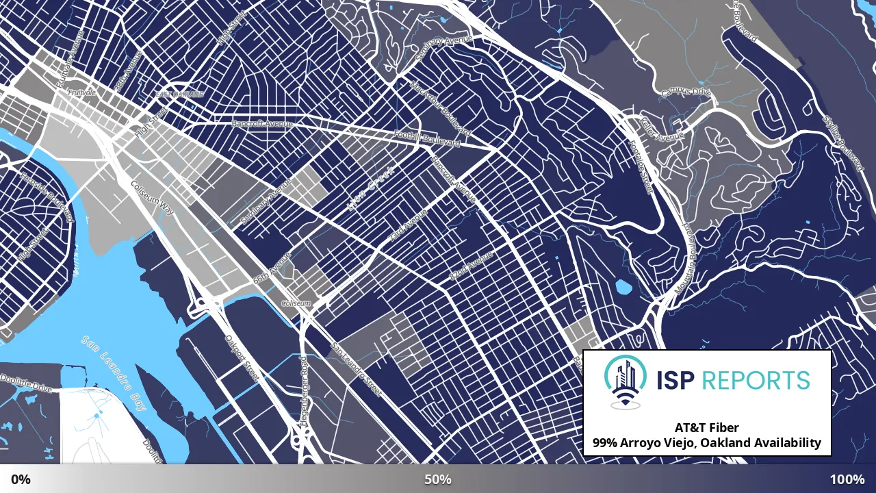 Arroyo Viejo, Oakland, CA map of internet availability