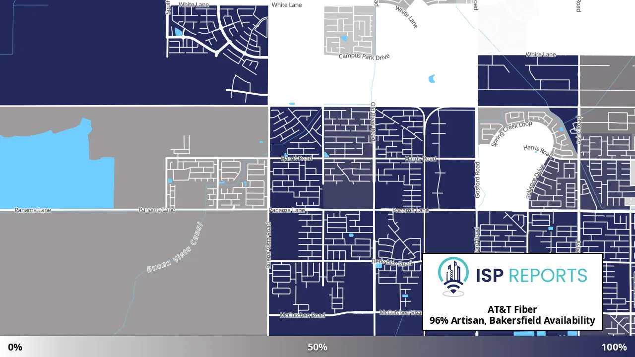Artisan, Bakersfield, CA map of internet availability