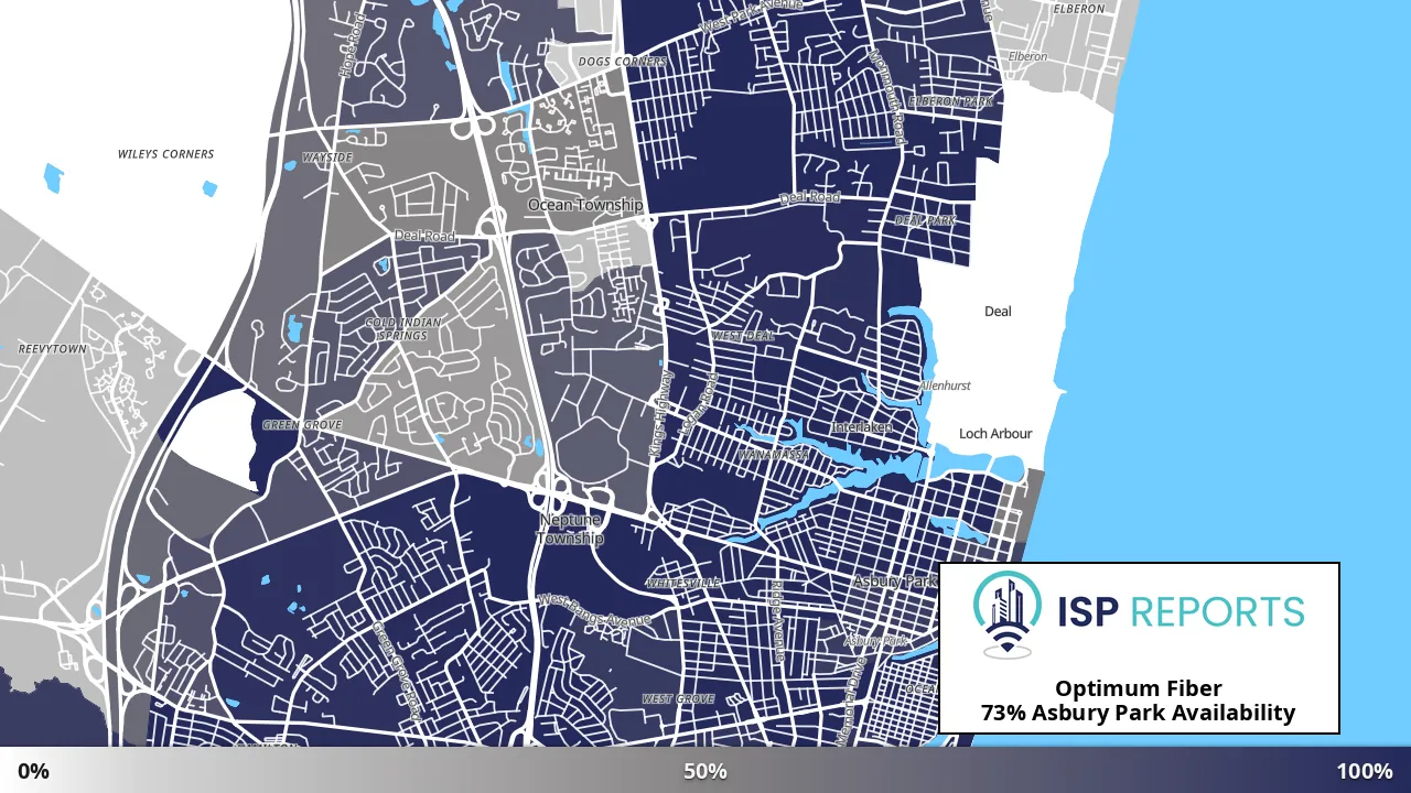 Asbury Park, NJ map of internet availability