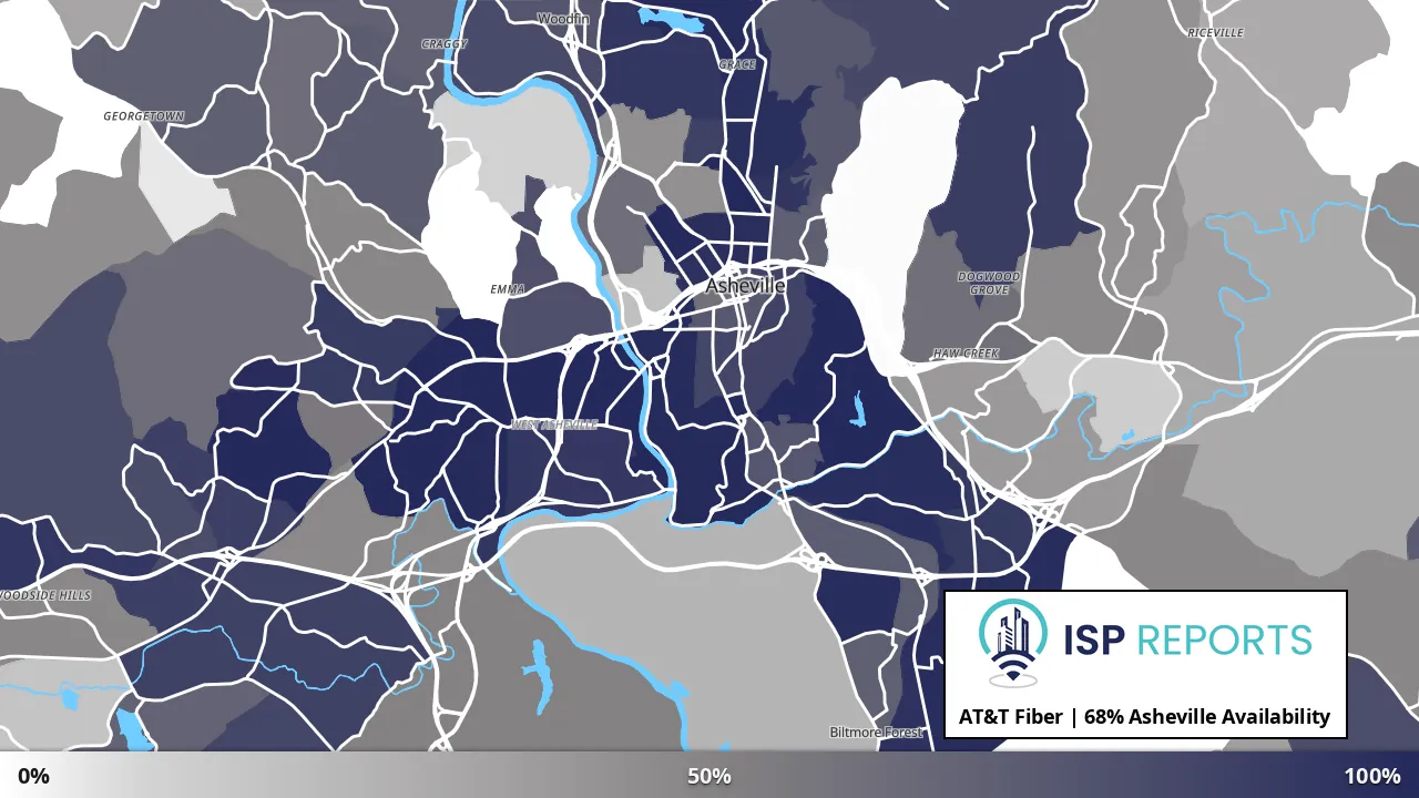 Asheville, NC map of internet availability