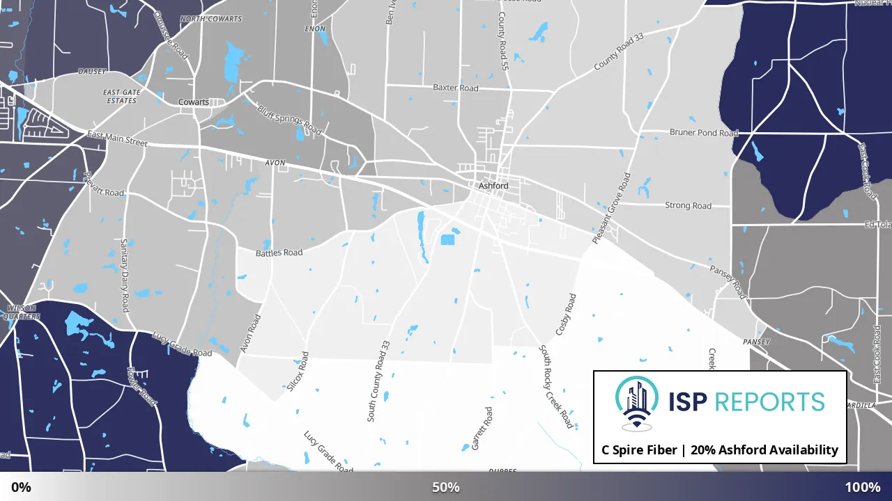 Ashford, AL map of internet availability